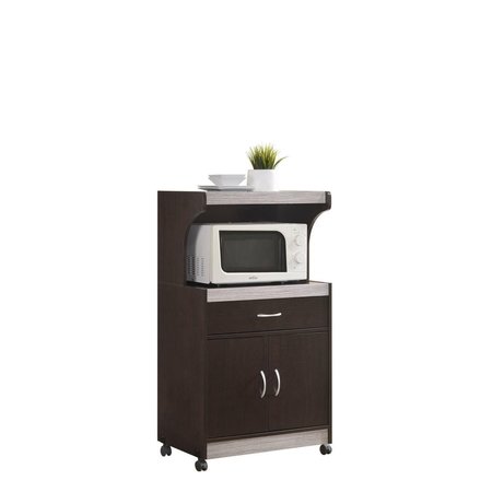 MADE-TO-ORDER Microwave Kitchen Cart - Chocolate & Grey MA2584698